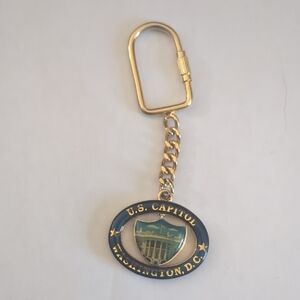 Gold and Blue Key Holder with Enamel Pendant